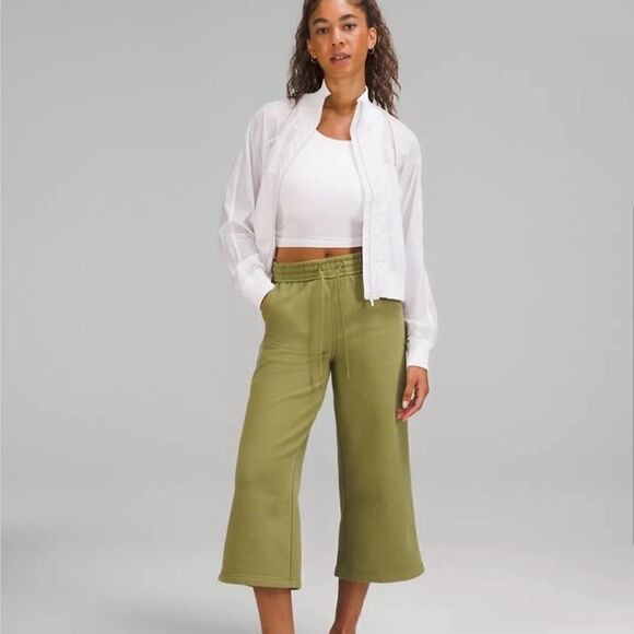 Lululemon Loungeful High Rise Wide Leg Crop Sweatpant Bronze Green - Picture 9 of 10